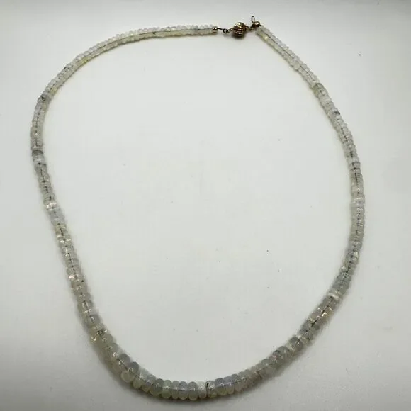 20.5" rondelle, graduatedāOpal beaded necklace with a 14kt yellow gold clasp! - Picture 10 of 13